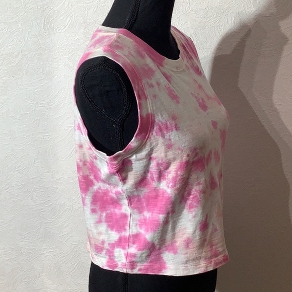 Calvin Klein Jeans NEW - Sz S - tie dye sleeveless shirt pink white spotted - Picture 5 of 9